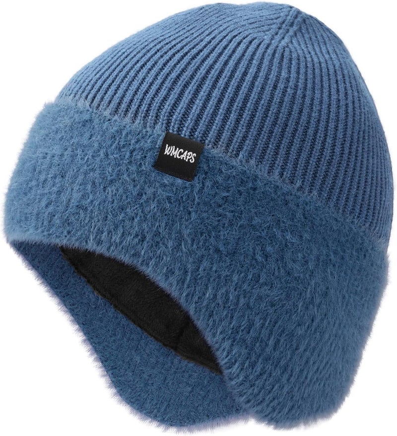 Wmcaps Winter Fleece Line Beanie with Earflap for Men Women, Outdoor Warm Thermal Knitted Hat Stocking Caps - Image 1